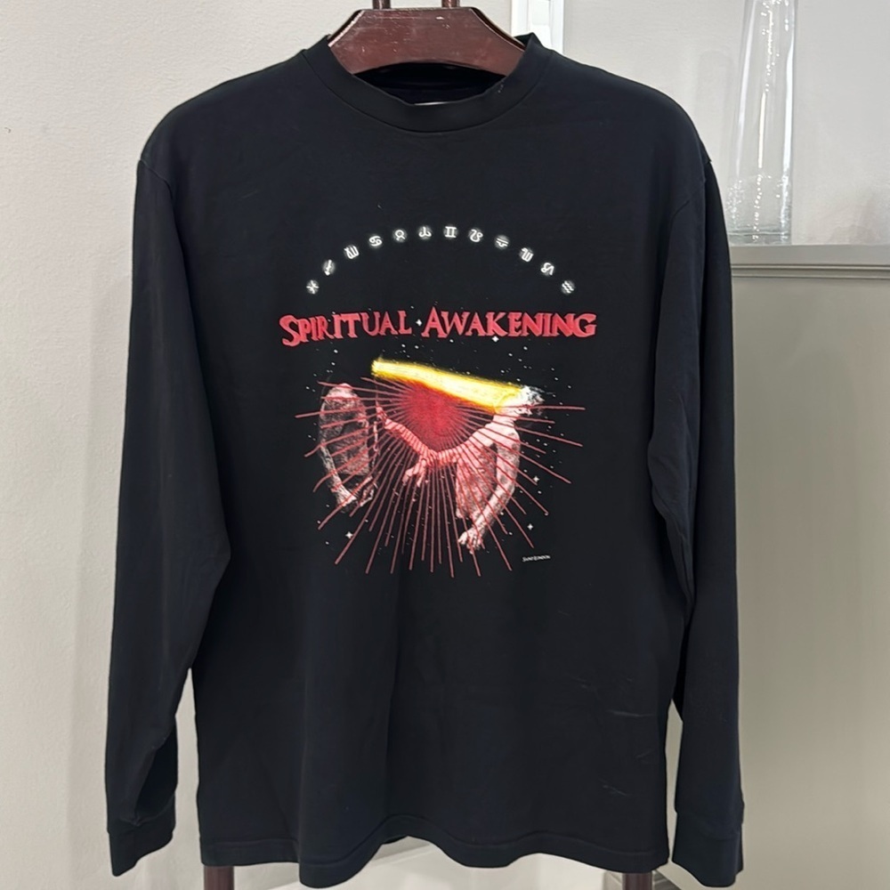 Saint London Black Spiritual Awakening Long Sleeved Graphic Tee.  Sz L